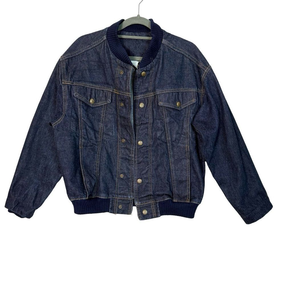 Vintage Sears USA Denim Bomber Jacket Indigo Workwear Grunge Size M